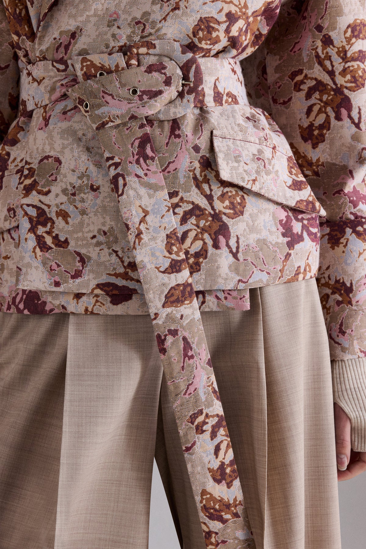 Rose Jacquard Cropped Trench