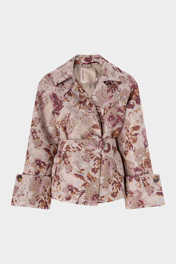 Rose Jacquard Cropped Trench