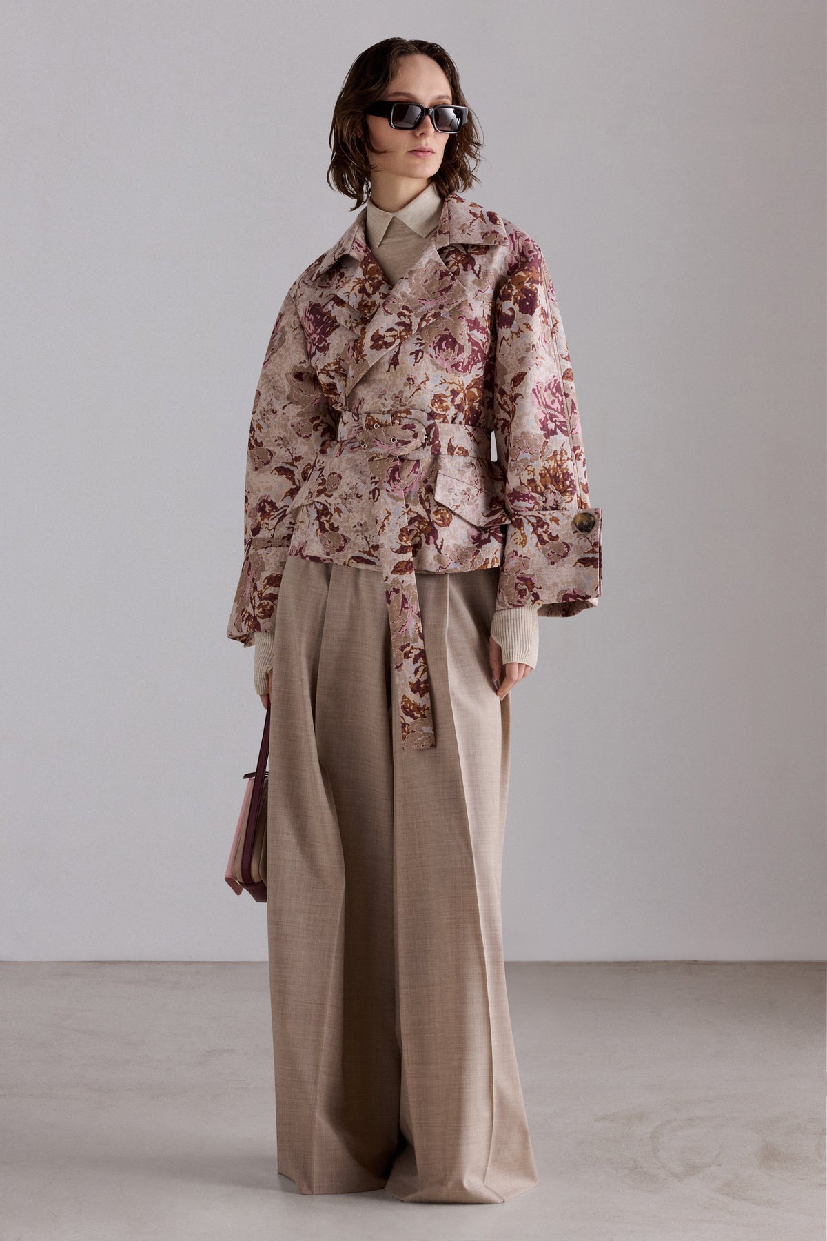 Rose Jacquard Cropped Trench