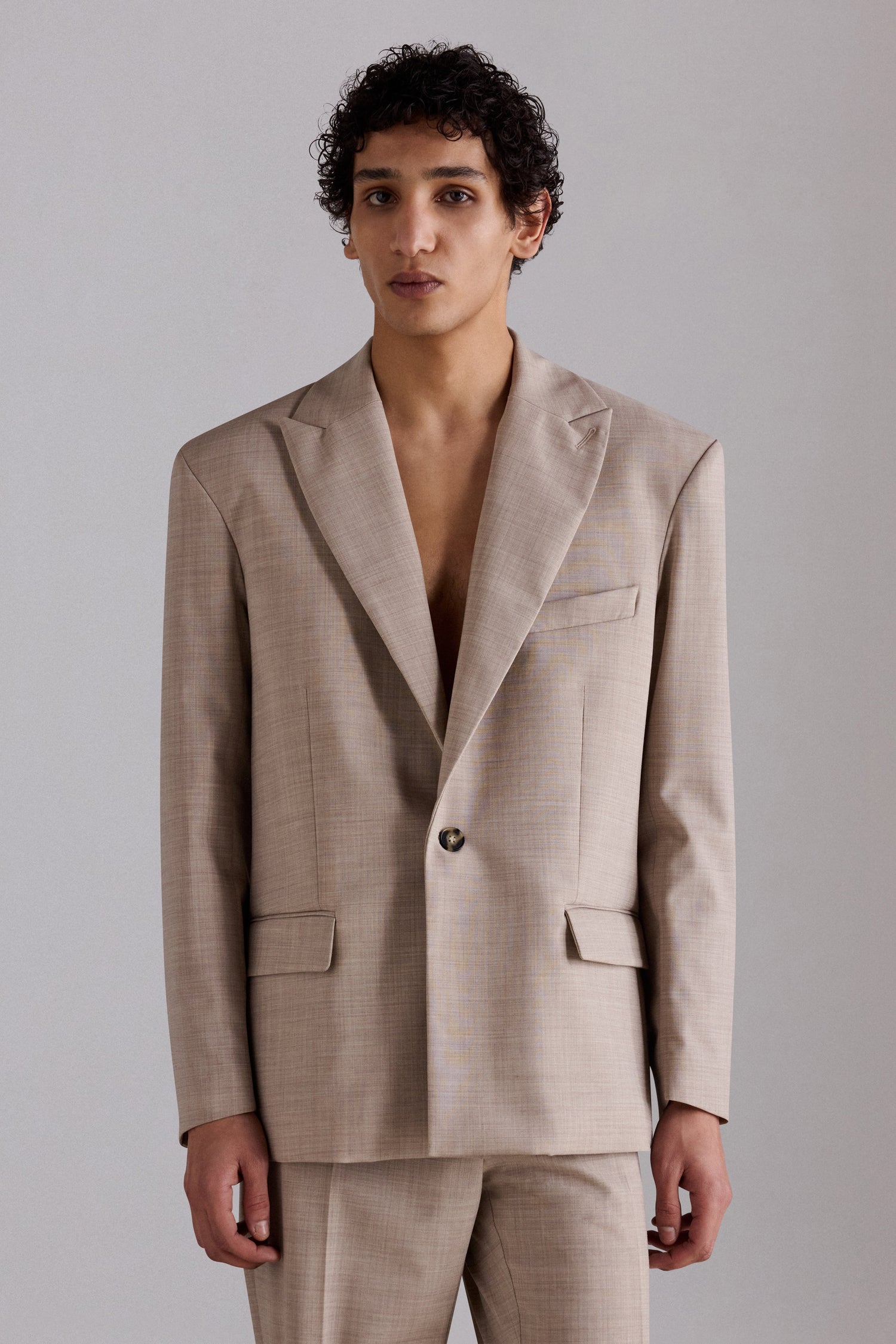 Mélange Single-Breasted Blazer