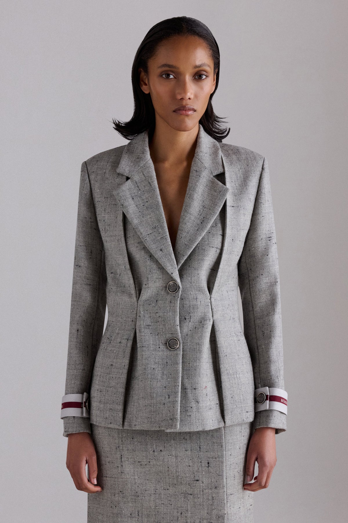 Virgin Wool Buttoned Tweed Jacket