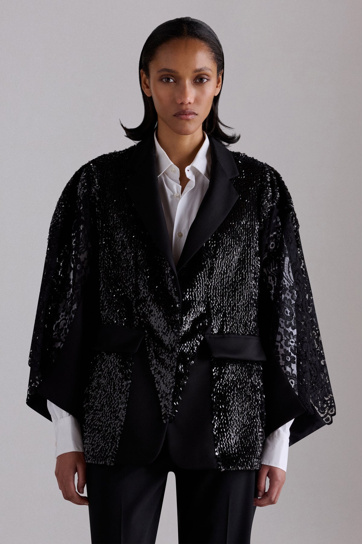 Black Sequin Kimono Jacket