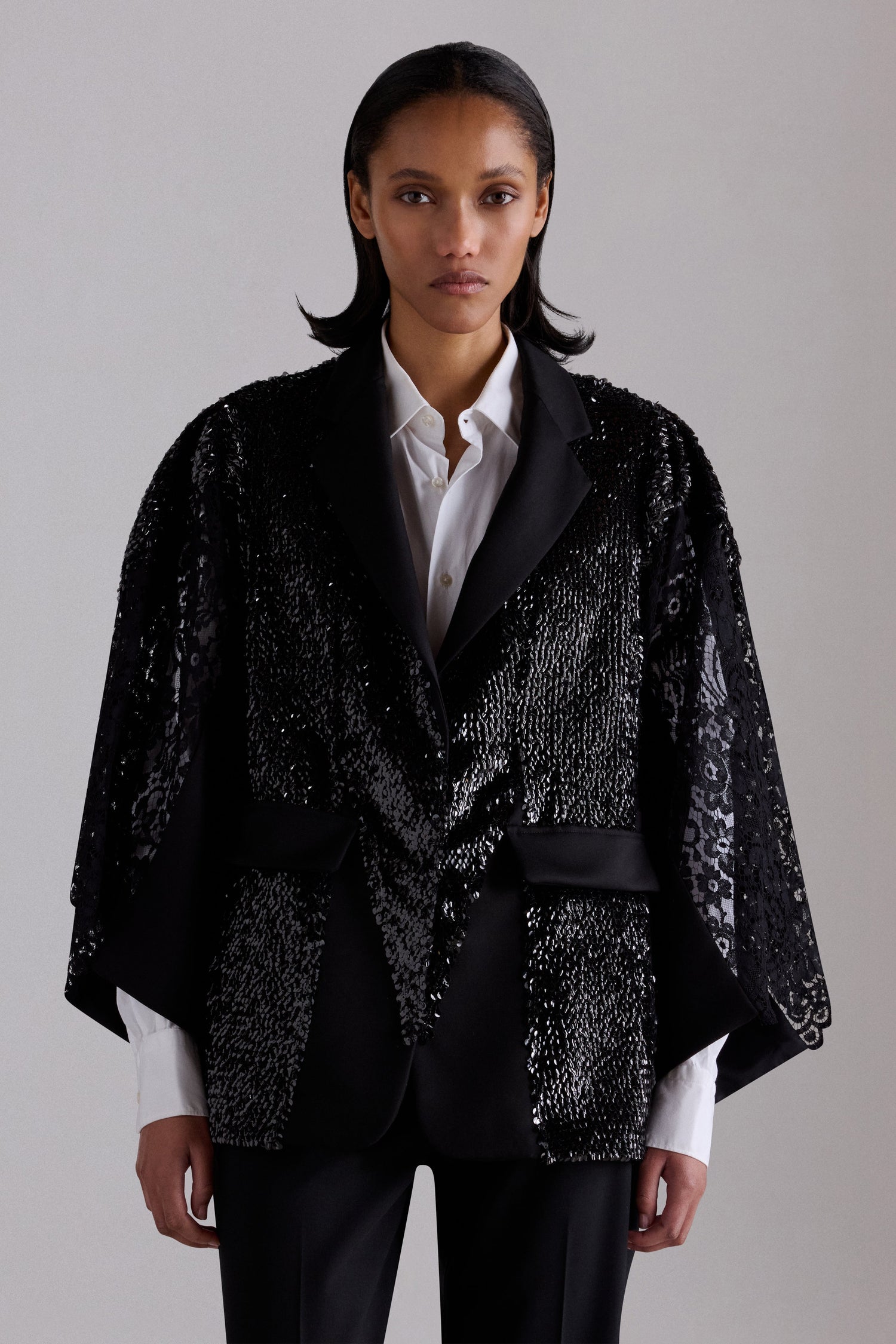 Black Sequin Kimono Jacket