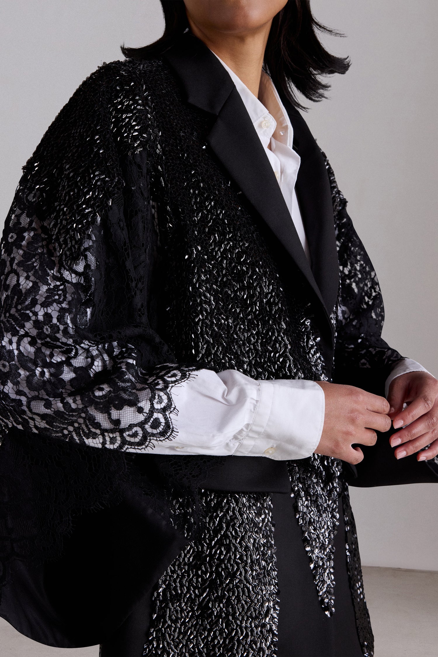 Black Sequin Kimono Jacket