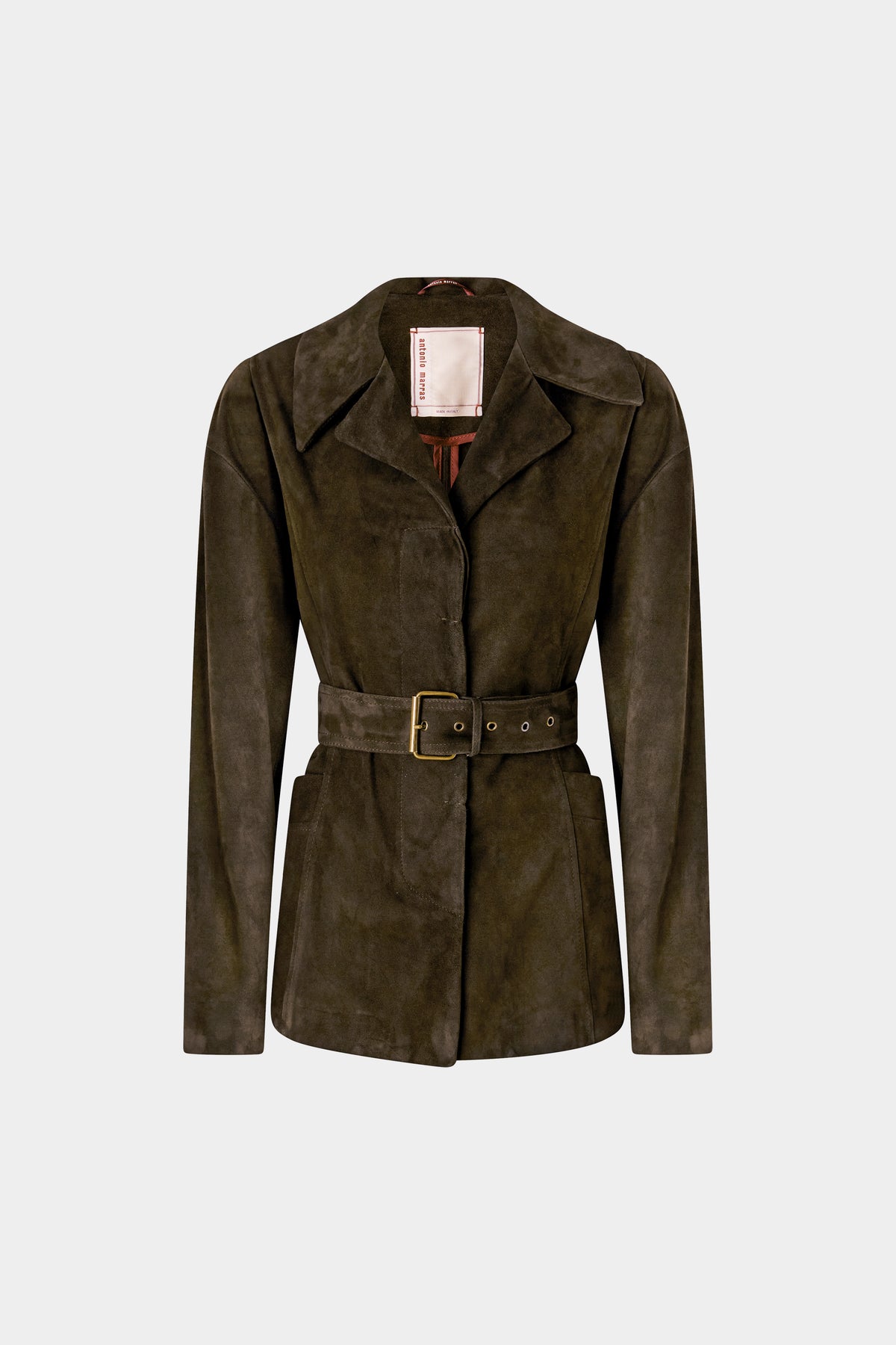 Suede Belted Tailored Jacket
