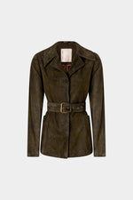 Suede Belted Tailored Jacket