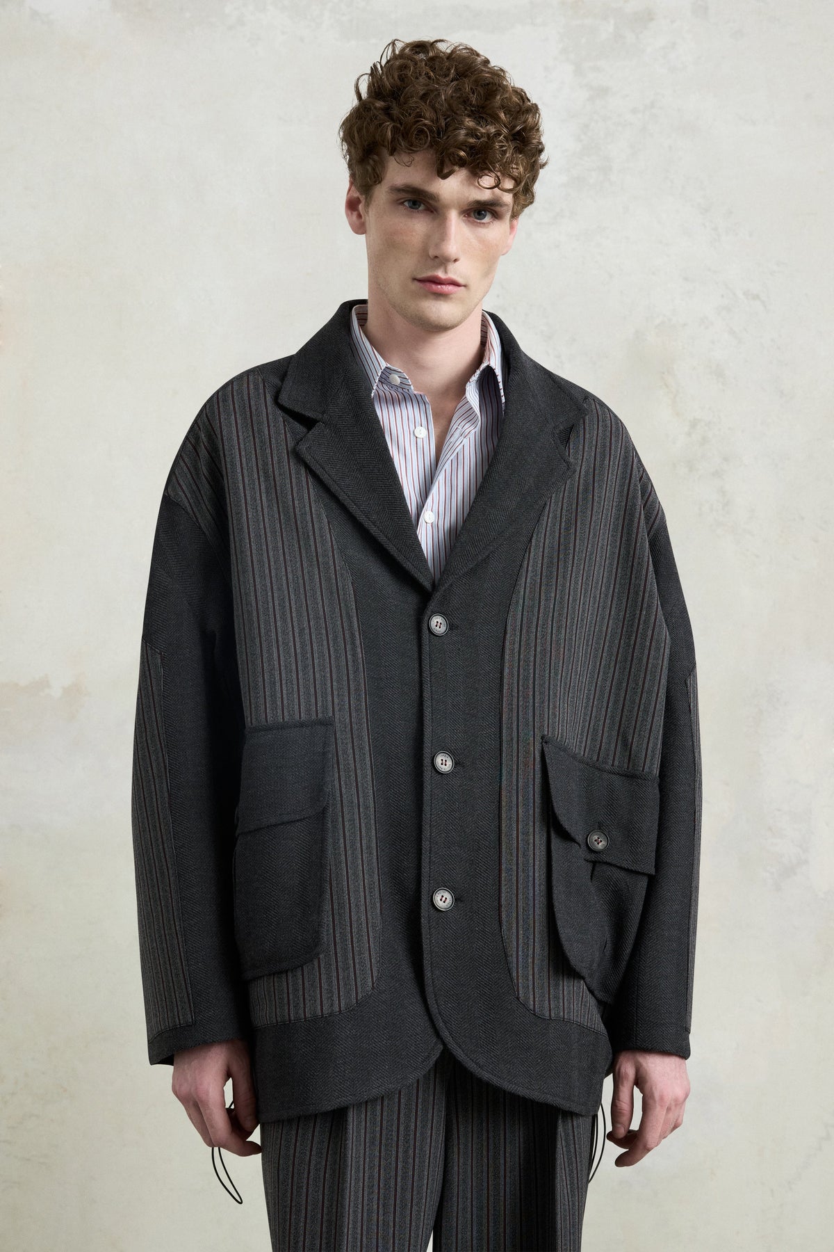 Pinstripe Patch Jacket