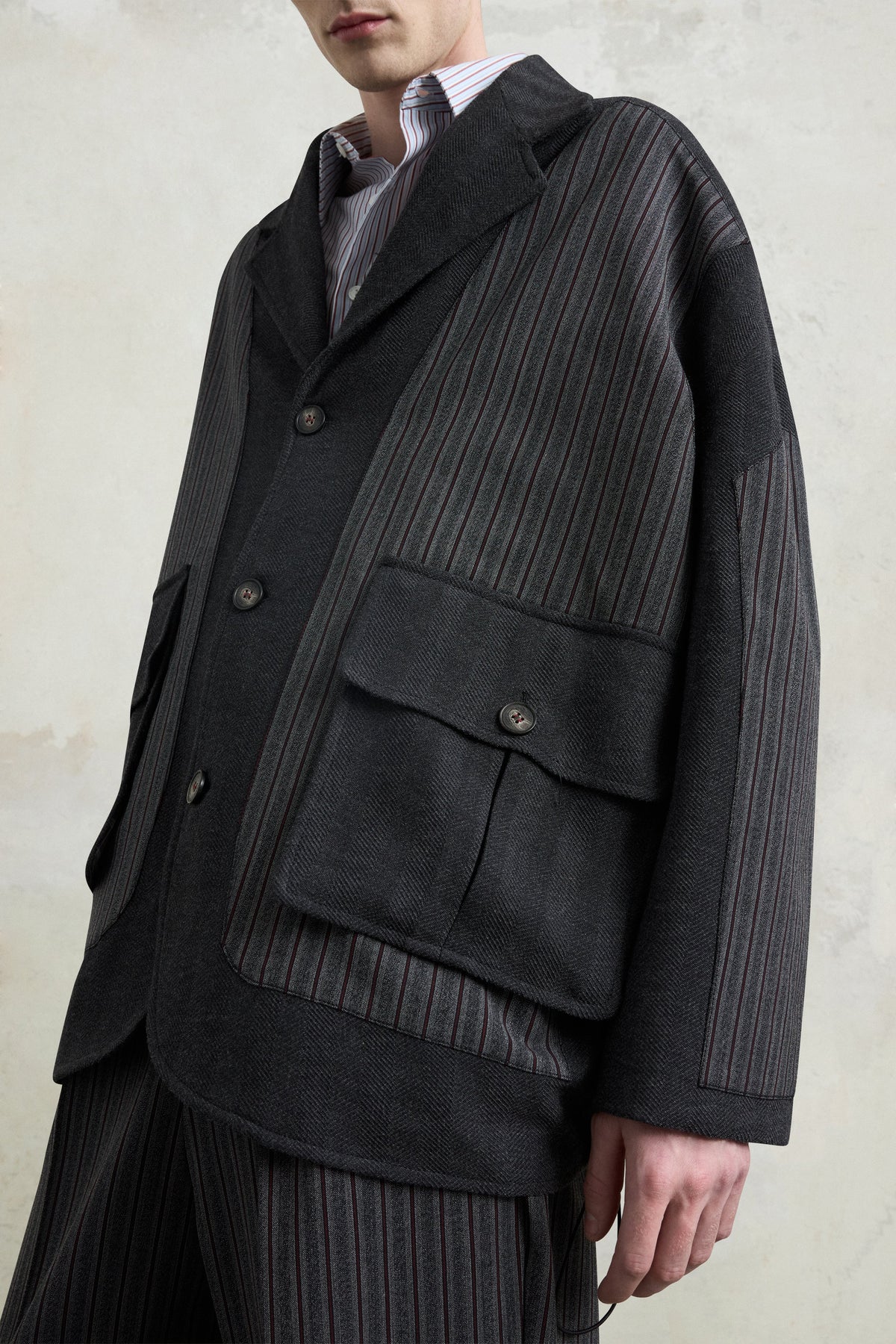 Pinstripe Patch Jacket