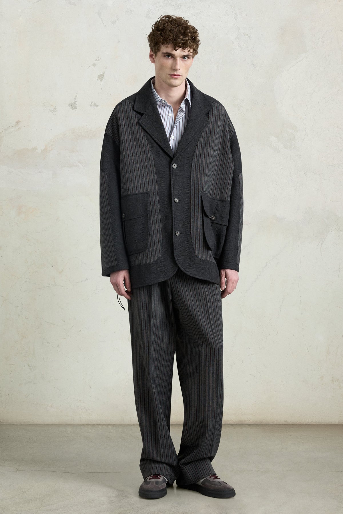 Pinstripe Patch Jacket