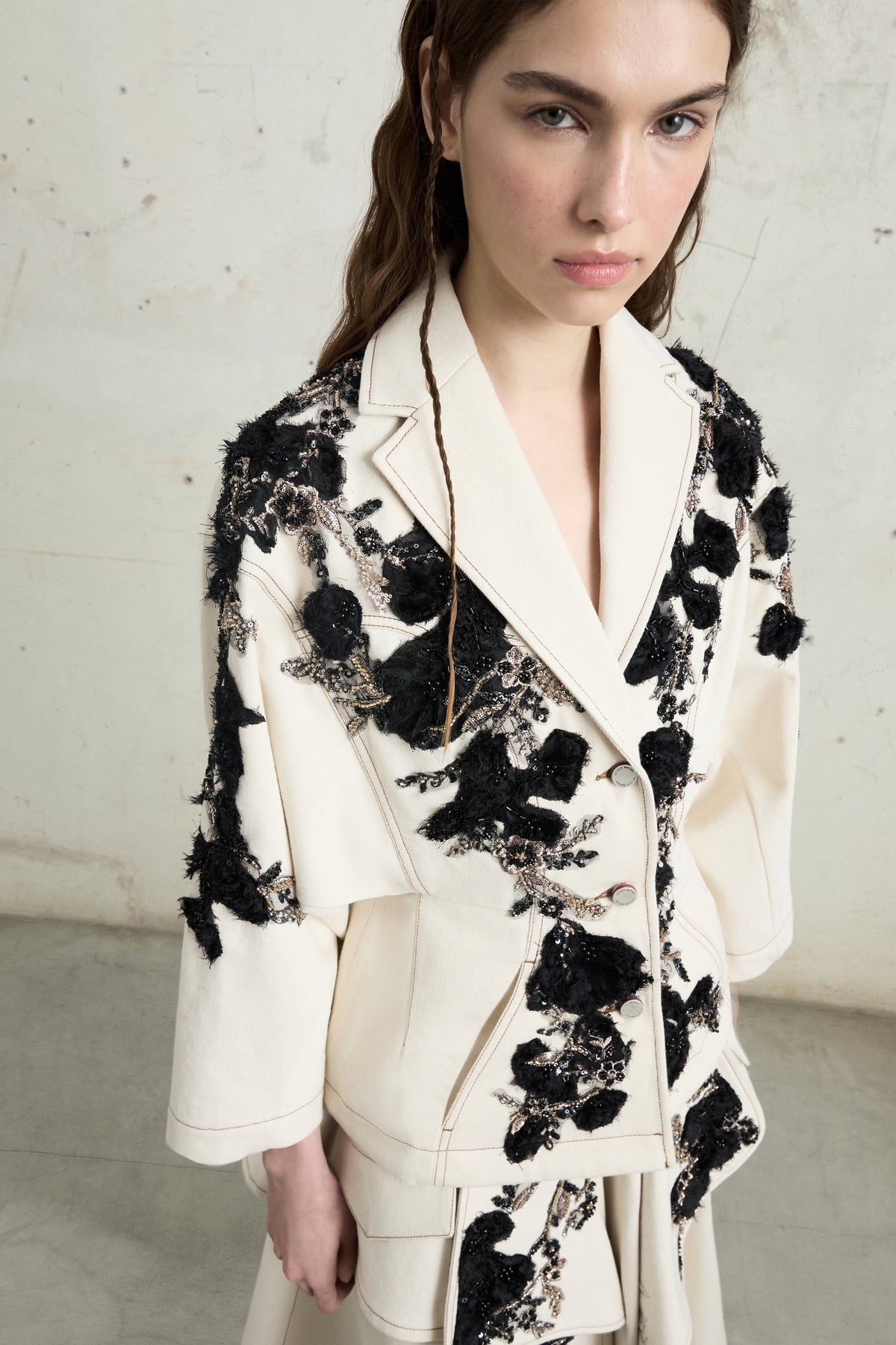 Floral Embroidered Tailored Jacket