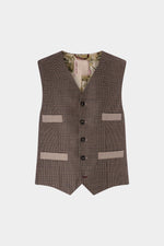 Brown Houndstooth Wool Waistcoat