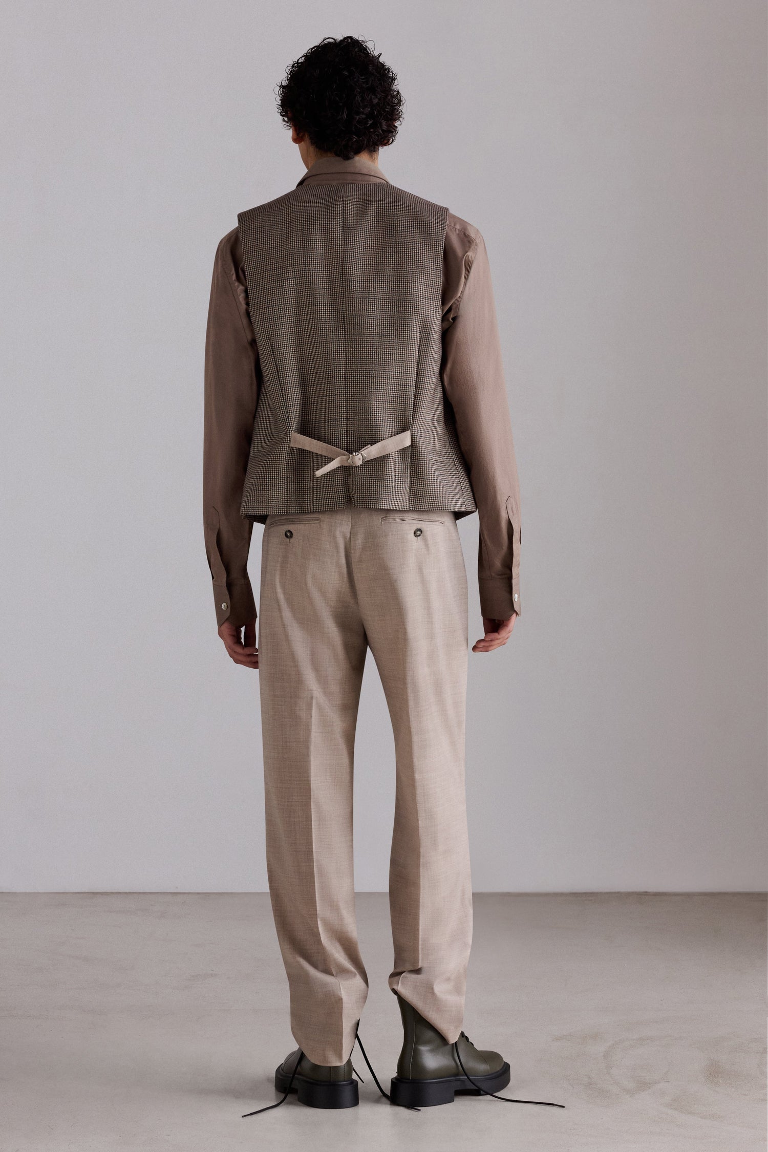 Brown Houndstooth Wool Waistcoat