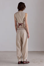 Vest with Embroidered Logo and Contrast Piping