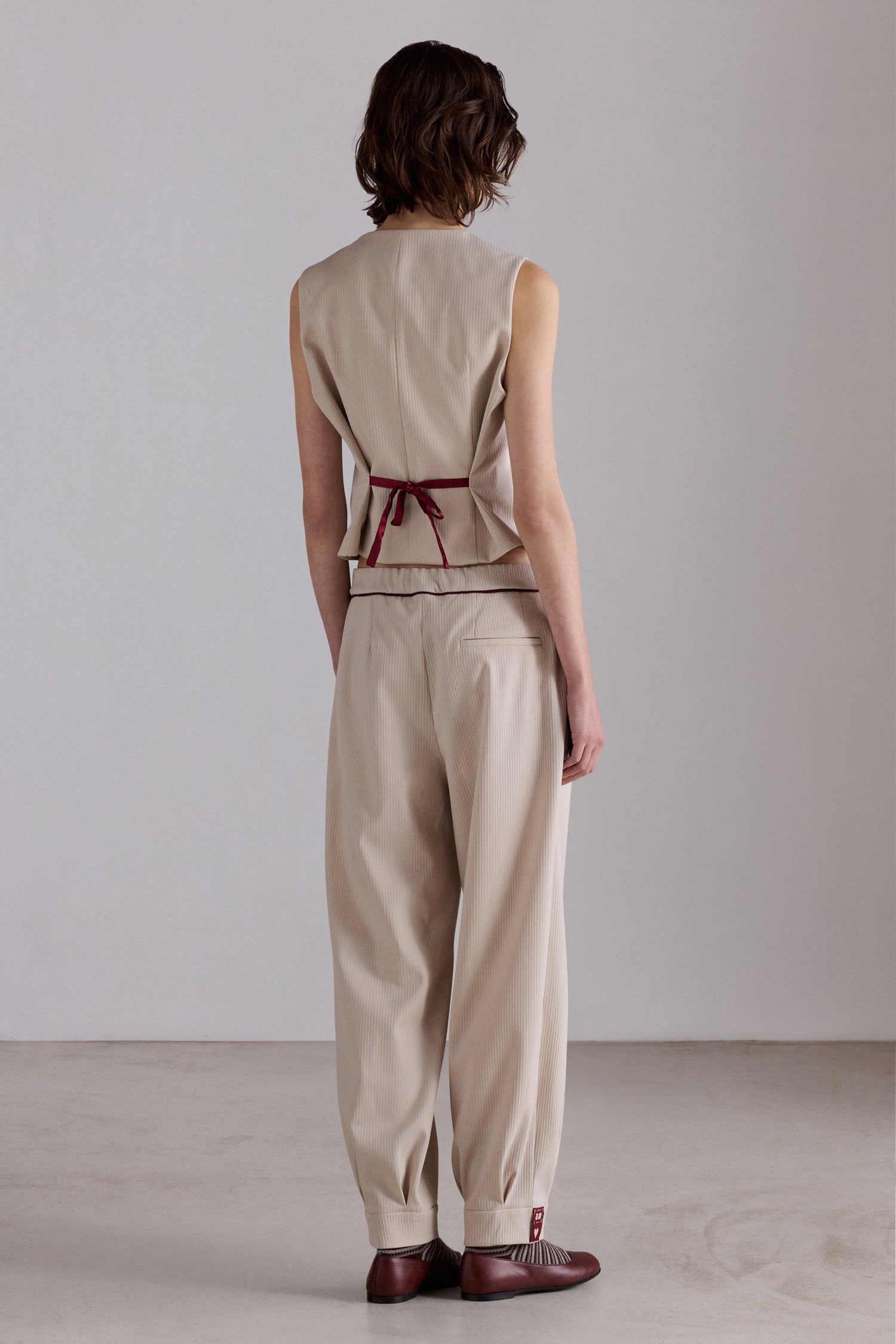 Vest with Embroidered Logo and Contrast Piping