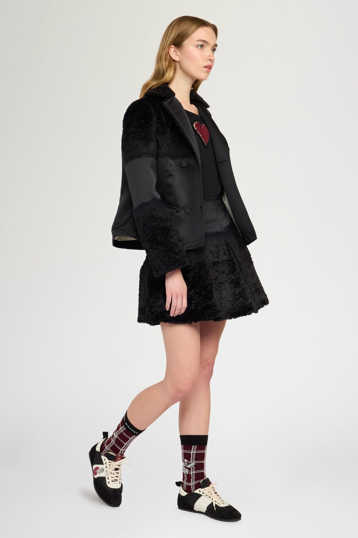 Short Duchesse Skirt With Fur Detail