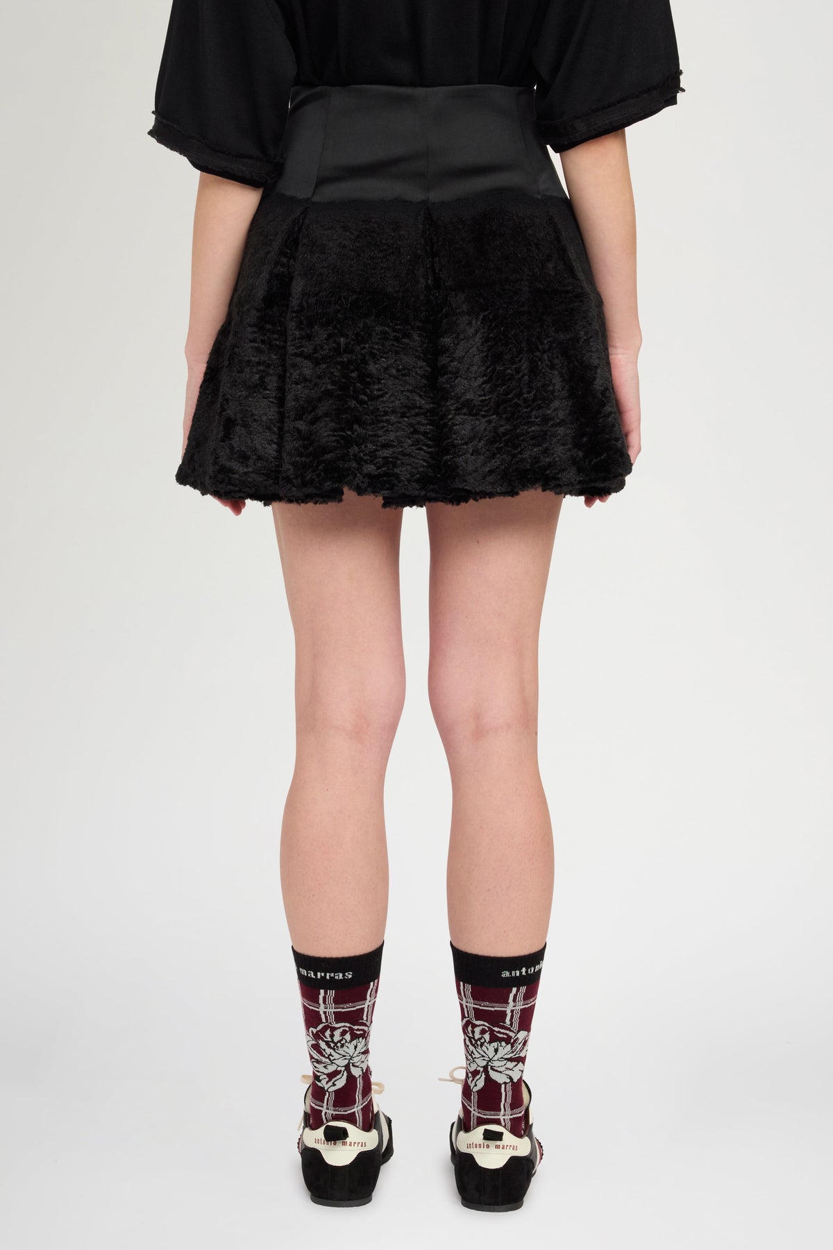 Short Duchesse Skirt With Fur Detail