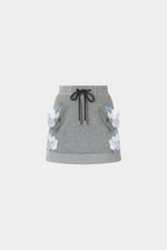 Grey Skirt with Floral Embroidery