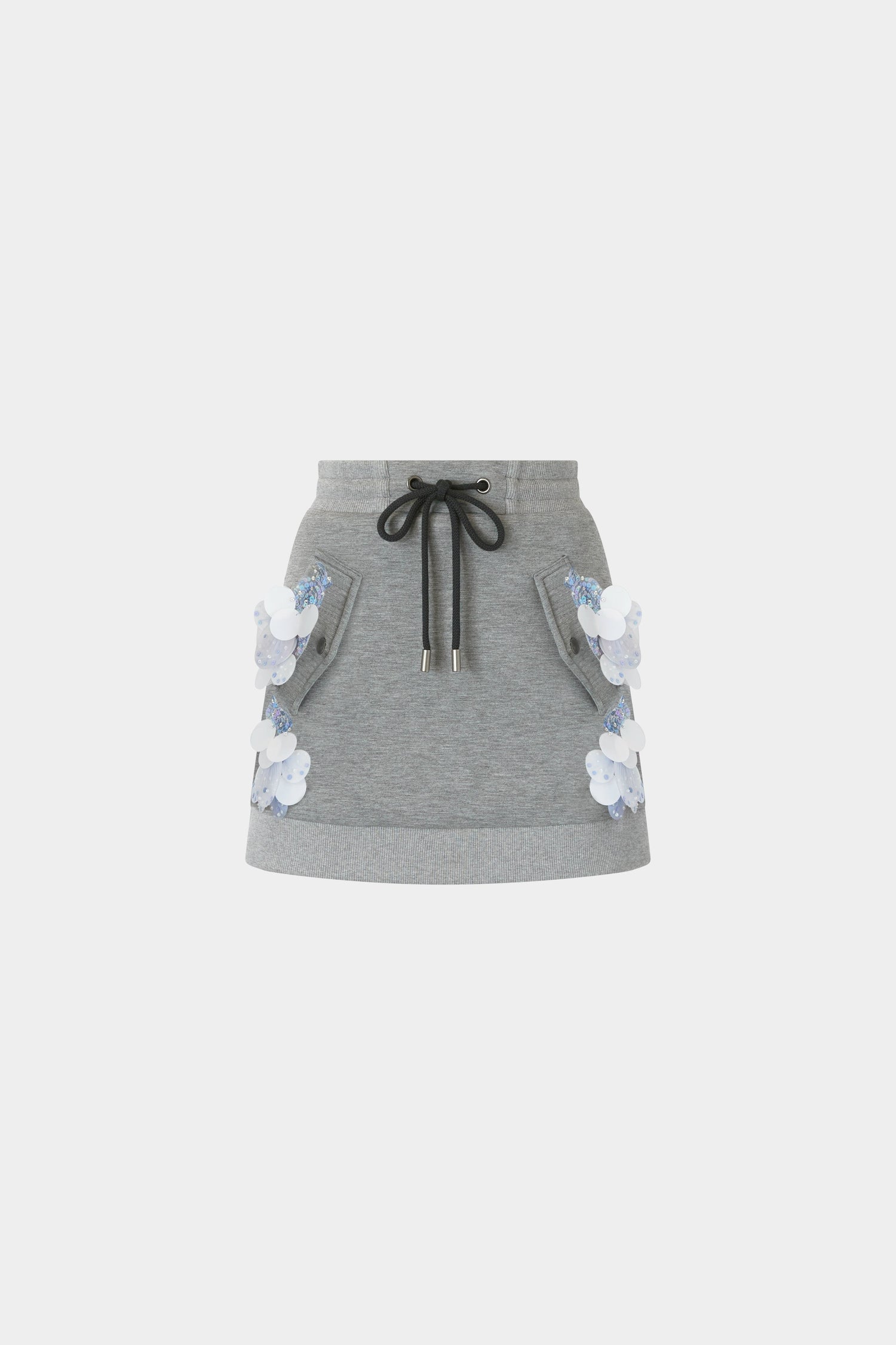 Grey Skirt with Floral Embroidery