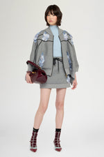 Grey Skirt with Floral Embroidery