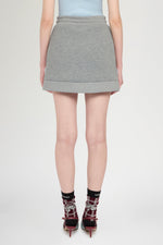 Grey Skirt with Floral Embroidery
