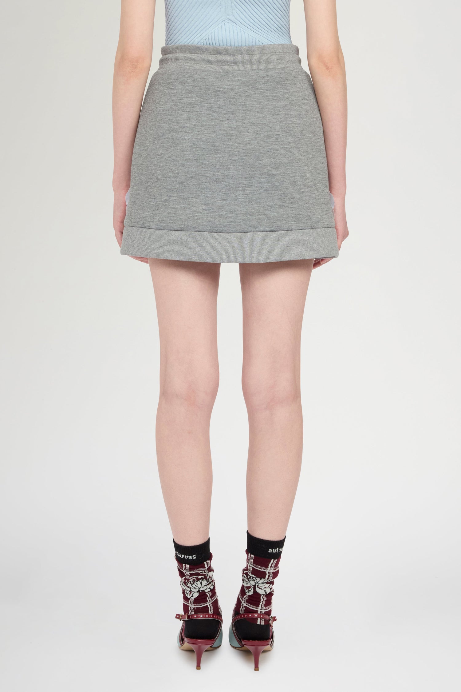 Grey Skirt with Floral Embroidery
