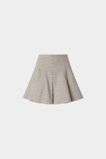 Short Panelled Micro Check Skirt