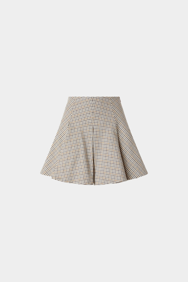 Short Panelled Micro Check Skirt
