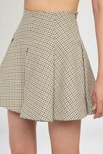 Short Panelled Micro Check Skirt