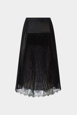 Embellished Pleated Midi Skirt