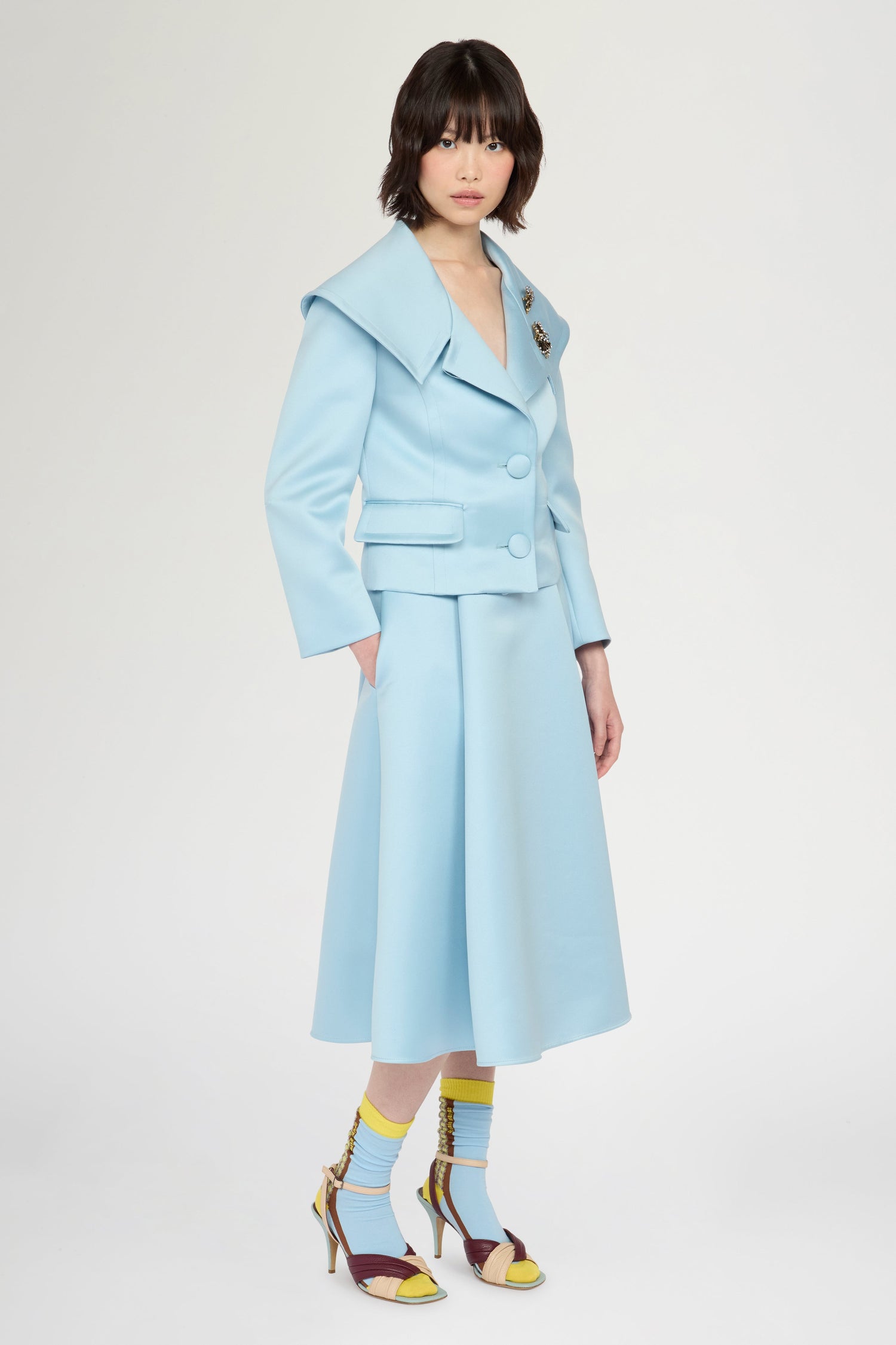 Pleated Midi Skirt with Central Panel