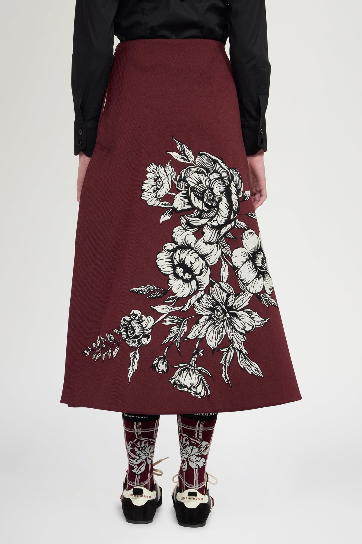 Floral Jacquard A-Line Skirt