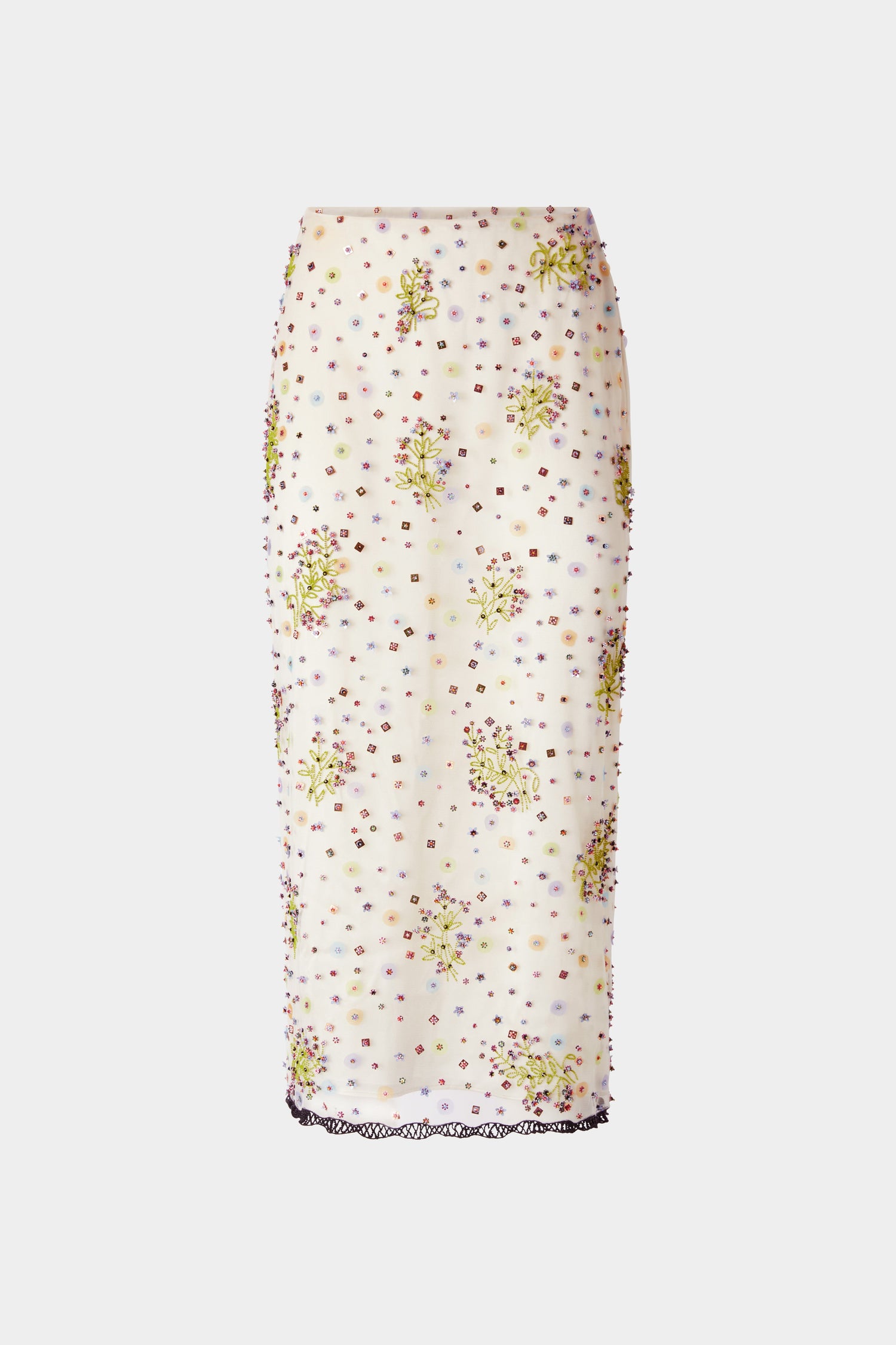 Floral Embroidered Pencil Skirt