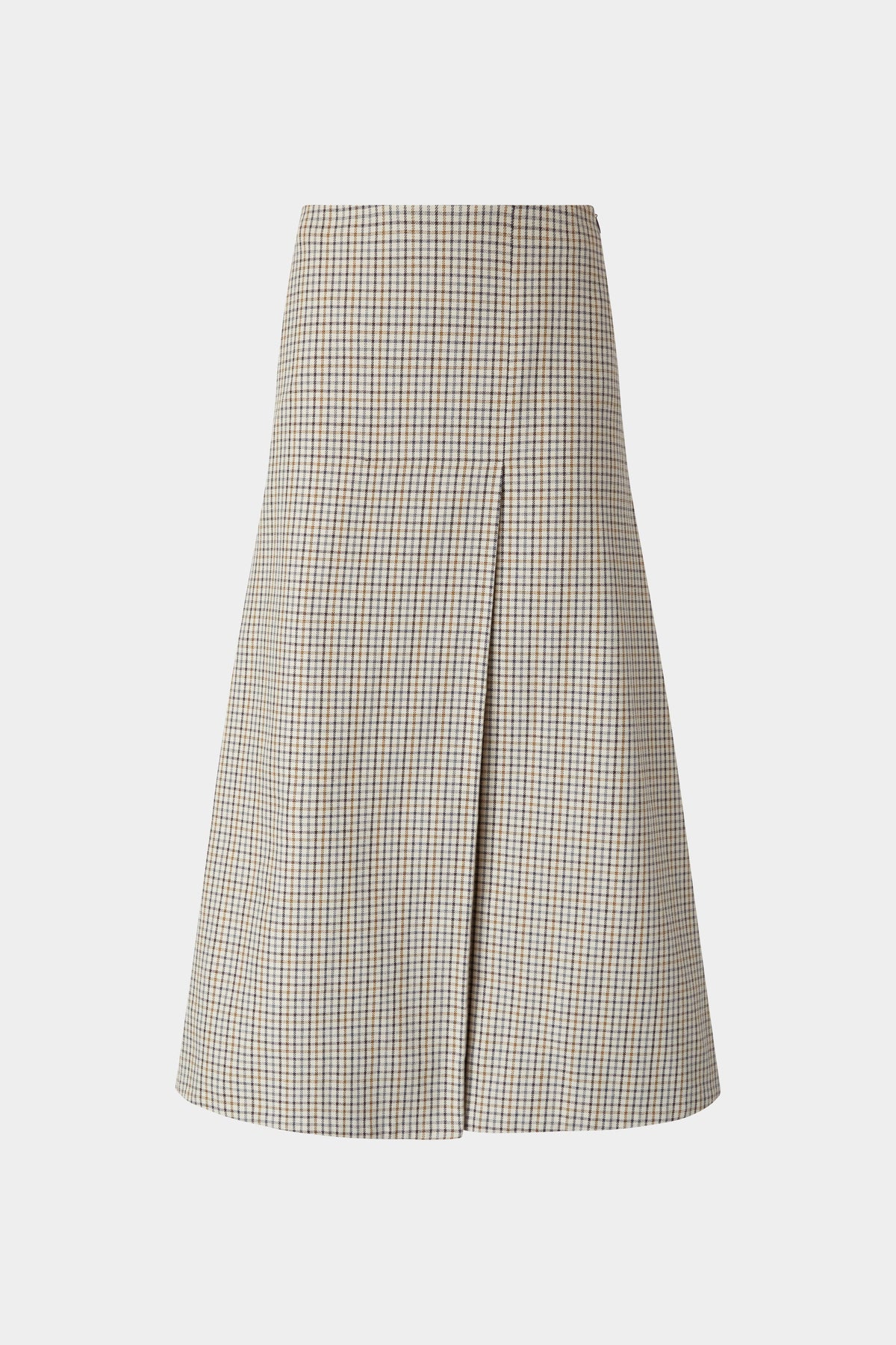A-Line Skirt in Micro Check and Camel Pinstripe