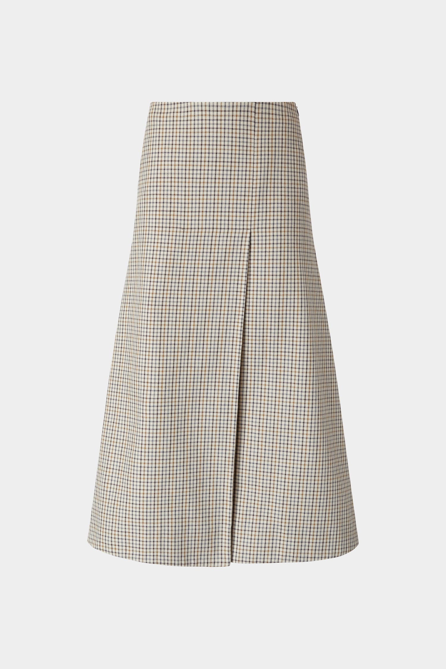A-Line Skirt in Micro Check and Camel Pinstripe