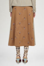 A-Line Skirt in Micro Check and Camel Pinstripe