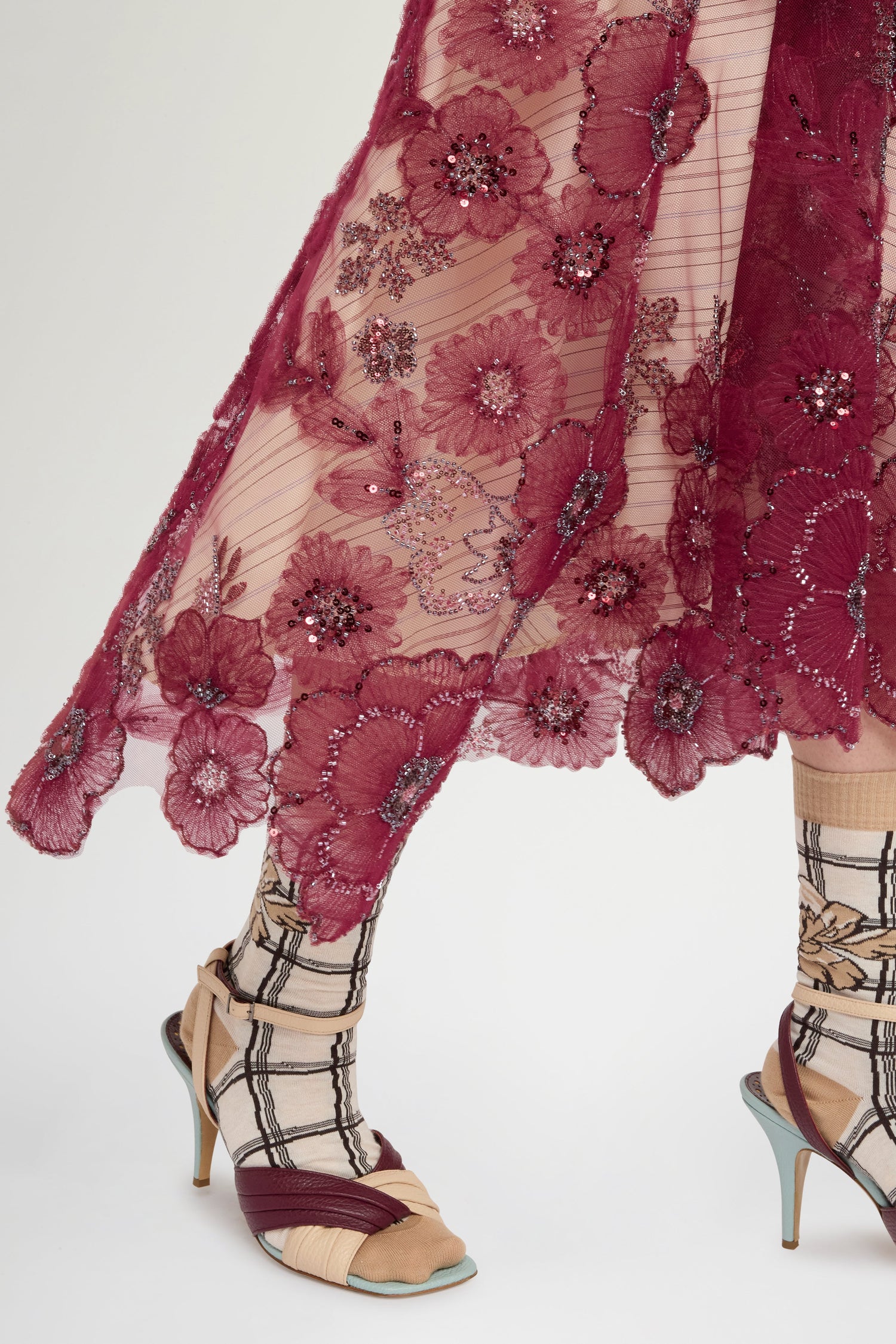 Embroidered Tulle Circle Skirt With Basque