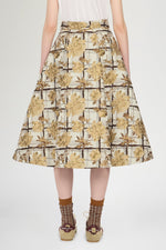 Midi Full Skirt in Floral Brocade