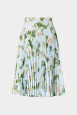 Printed Taffeta Midi Skirt with Sunray Pleats