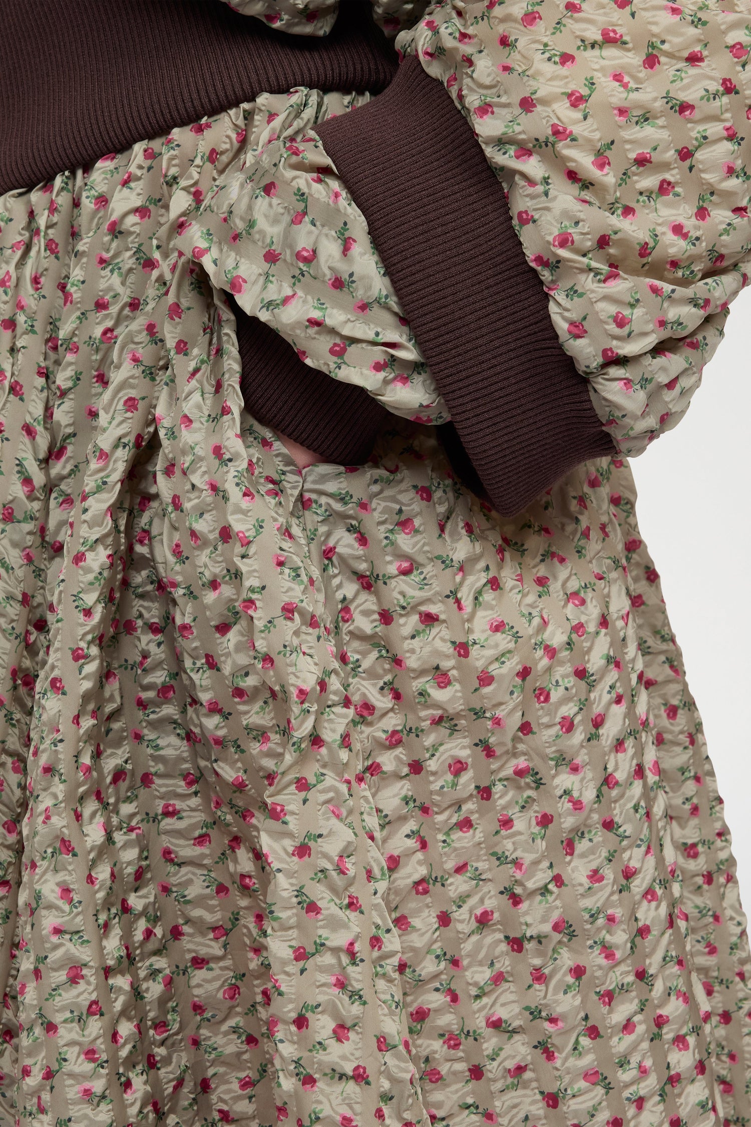 Flared Skirt in Embossed Printed Nylon