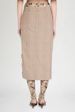 Patchwork Check Midi Skirt