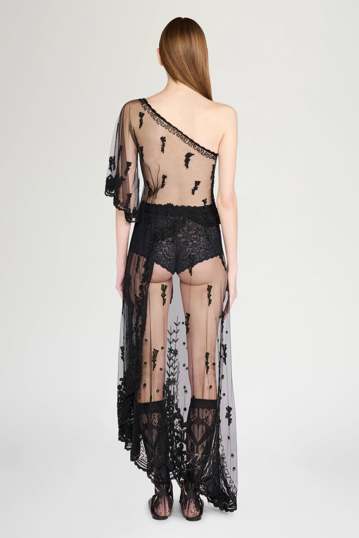 Black Embroidered Wrap Skirt