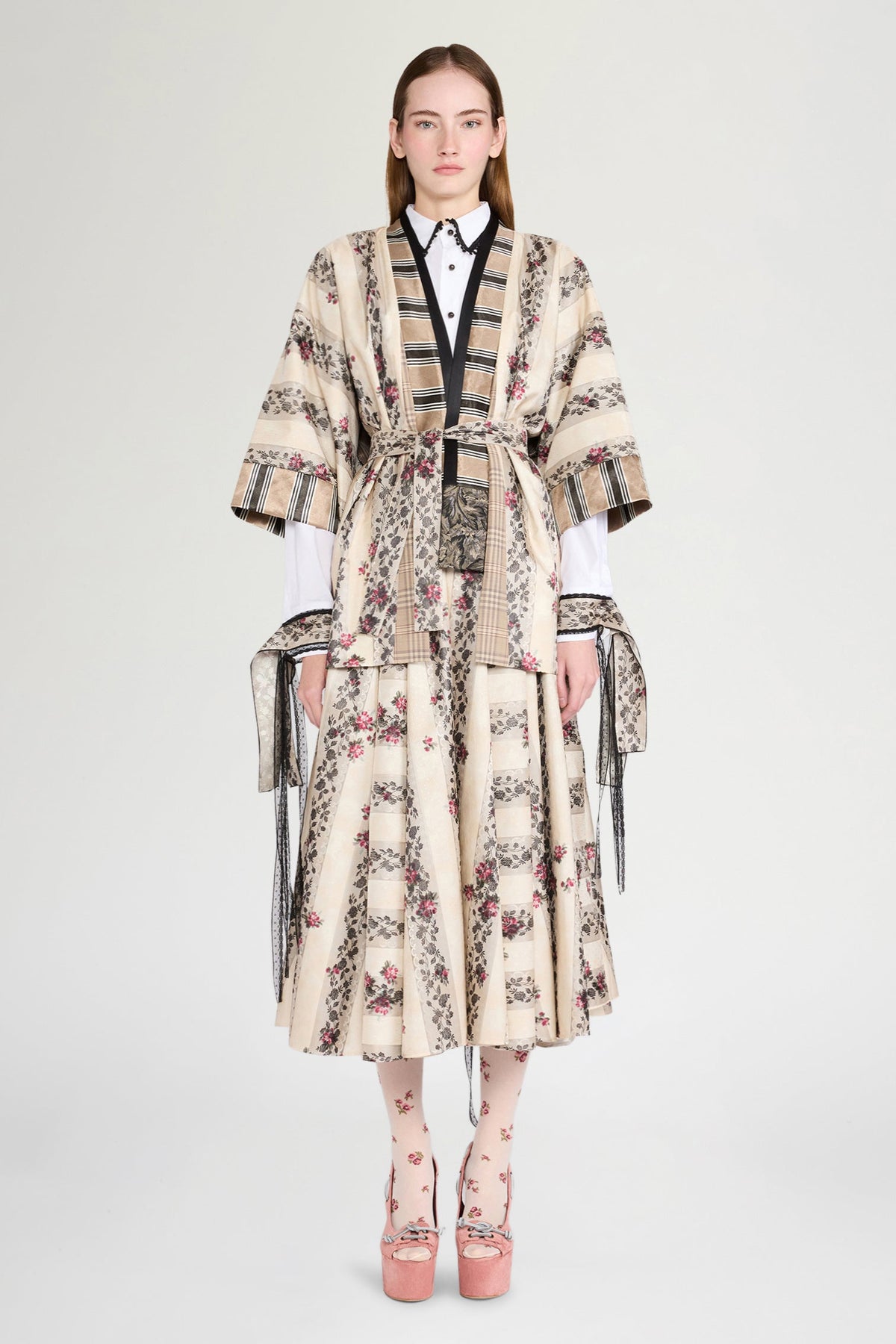 Floral Moiré Jacquard Full Skirt