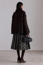 Crinkled Check Midi Skirt