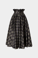 Crinkled Check Midi Skirt