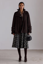 Crinkled Check Midi Skirt