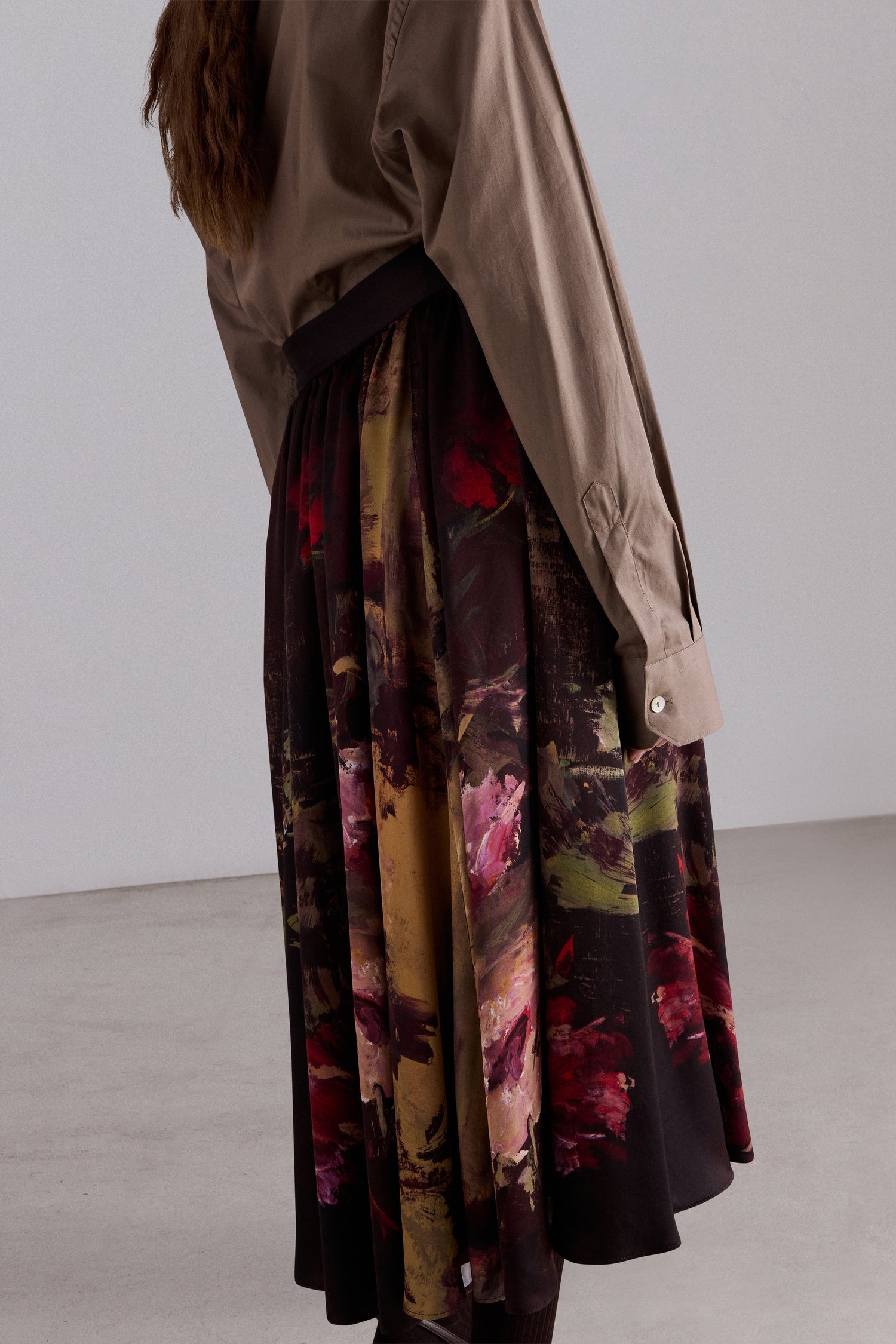 Painterly Floral Silk Skirt