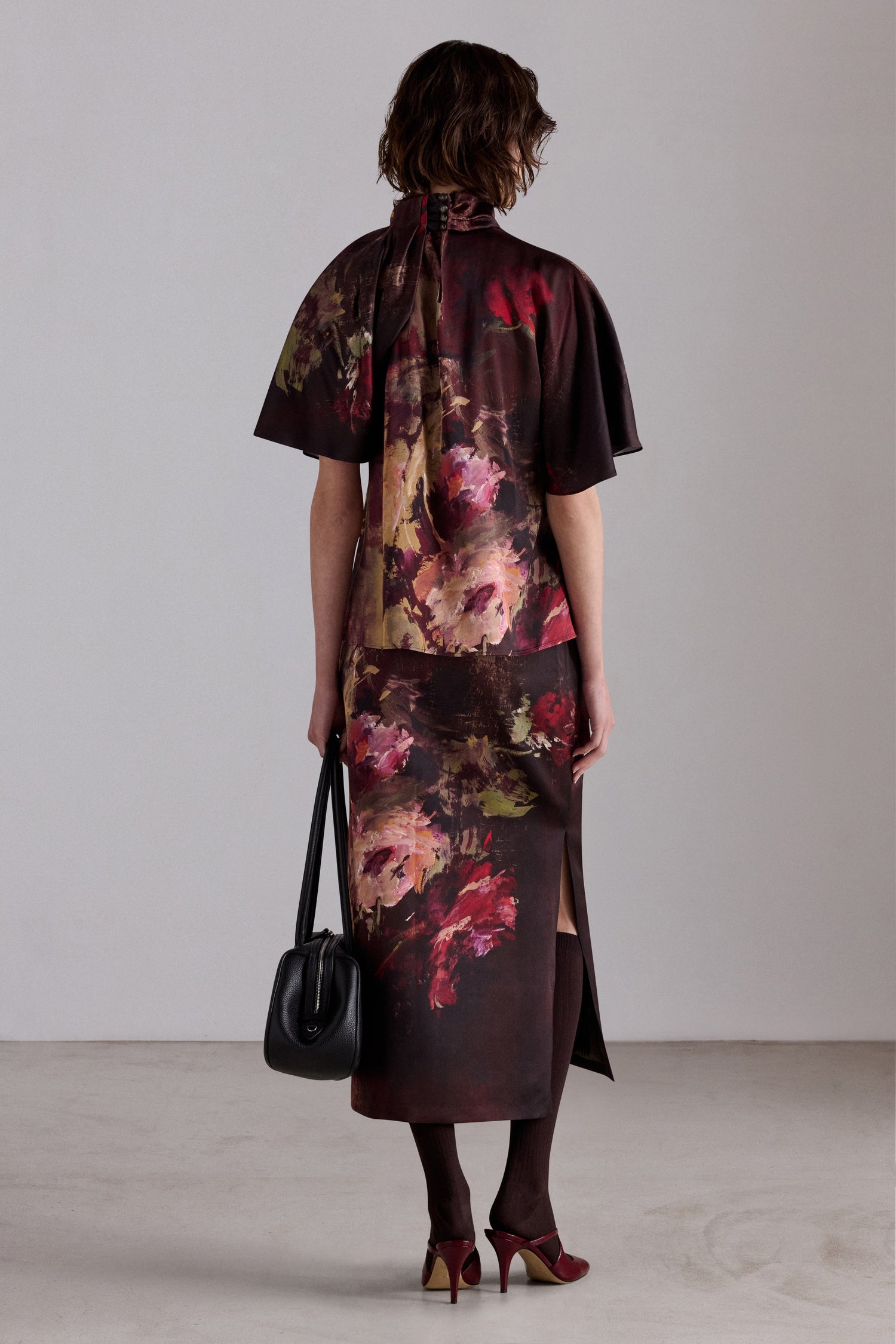 Painterly Rose Column Skirt
