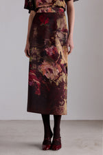 Painterly Rose Column Skirt