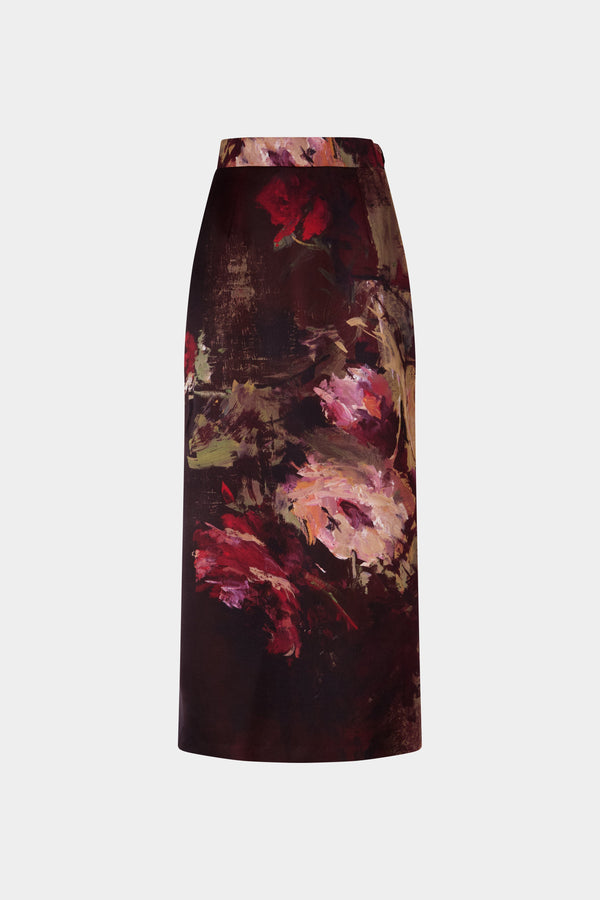 Painterly Rose Column Skirt