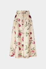 Floral Silk Midi Skirt